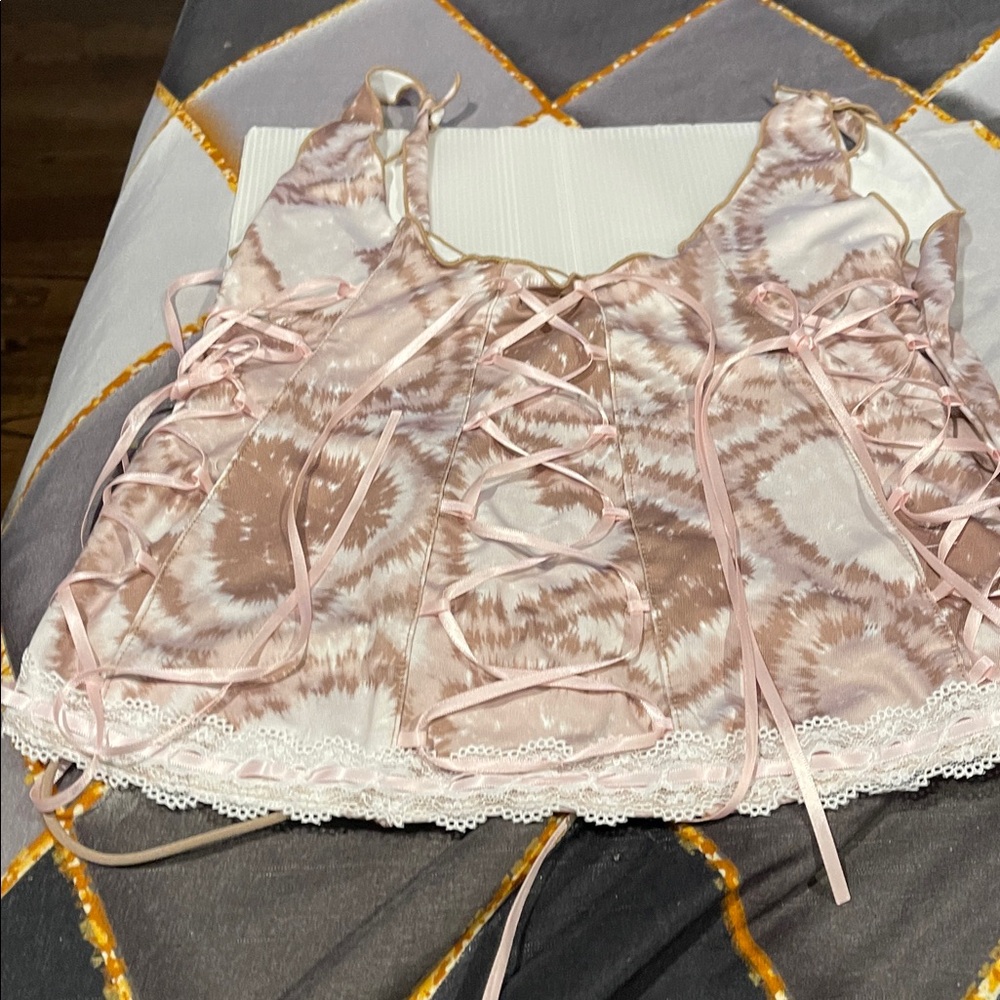 Pink and White Tie-Dye Two-Piece Set with hearts all over so fabulous - Picture 3 of 8